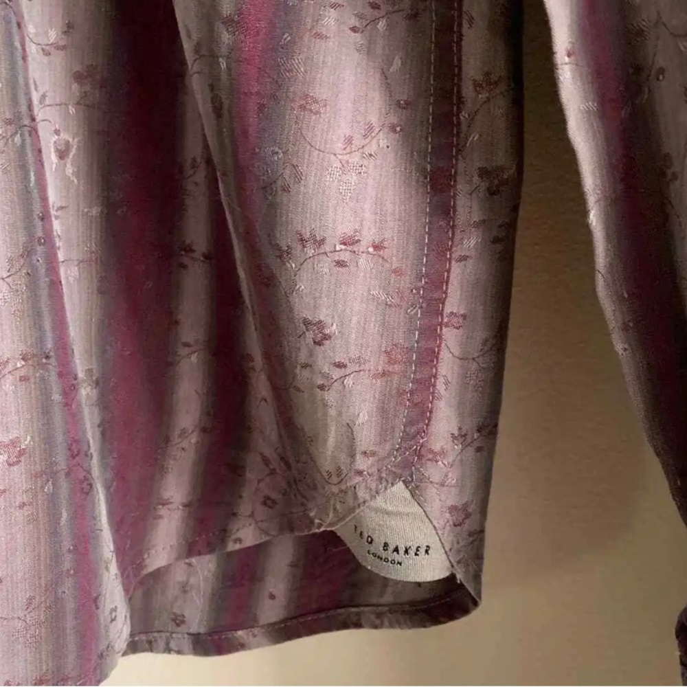 Ted Baker Stripe Purple Button Down (Size 4 or Large) - Picture 5 of 6